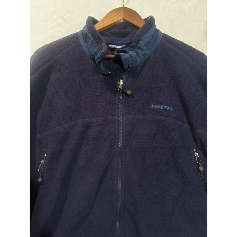 Vintage Patagonia 90s Jacket XL Mens Navy Blue Fleece Full Zip Made USA Polartec